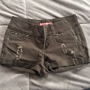 Olive green short shorts